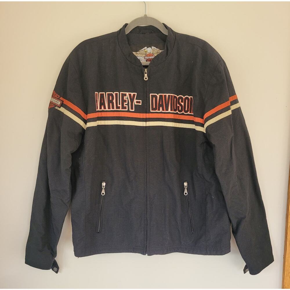 Harley Davidson Logo Nylon Motorcycle Jacket Men's Large
